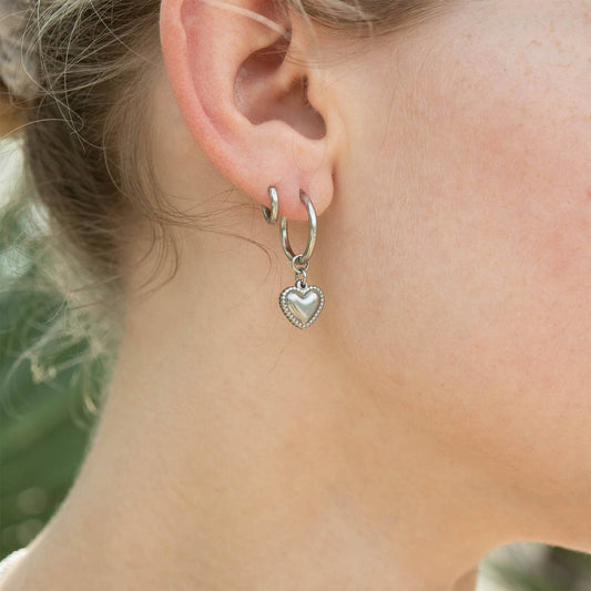 Heart Pendant Hoop Earrings