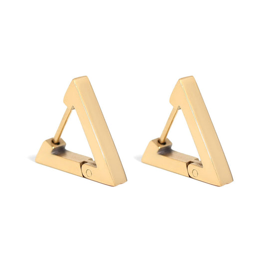 18K Gold PVD Stainless Steel Triangle Huggie Earrings
