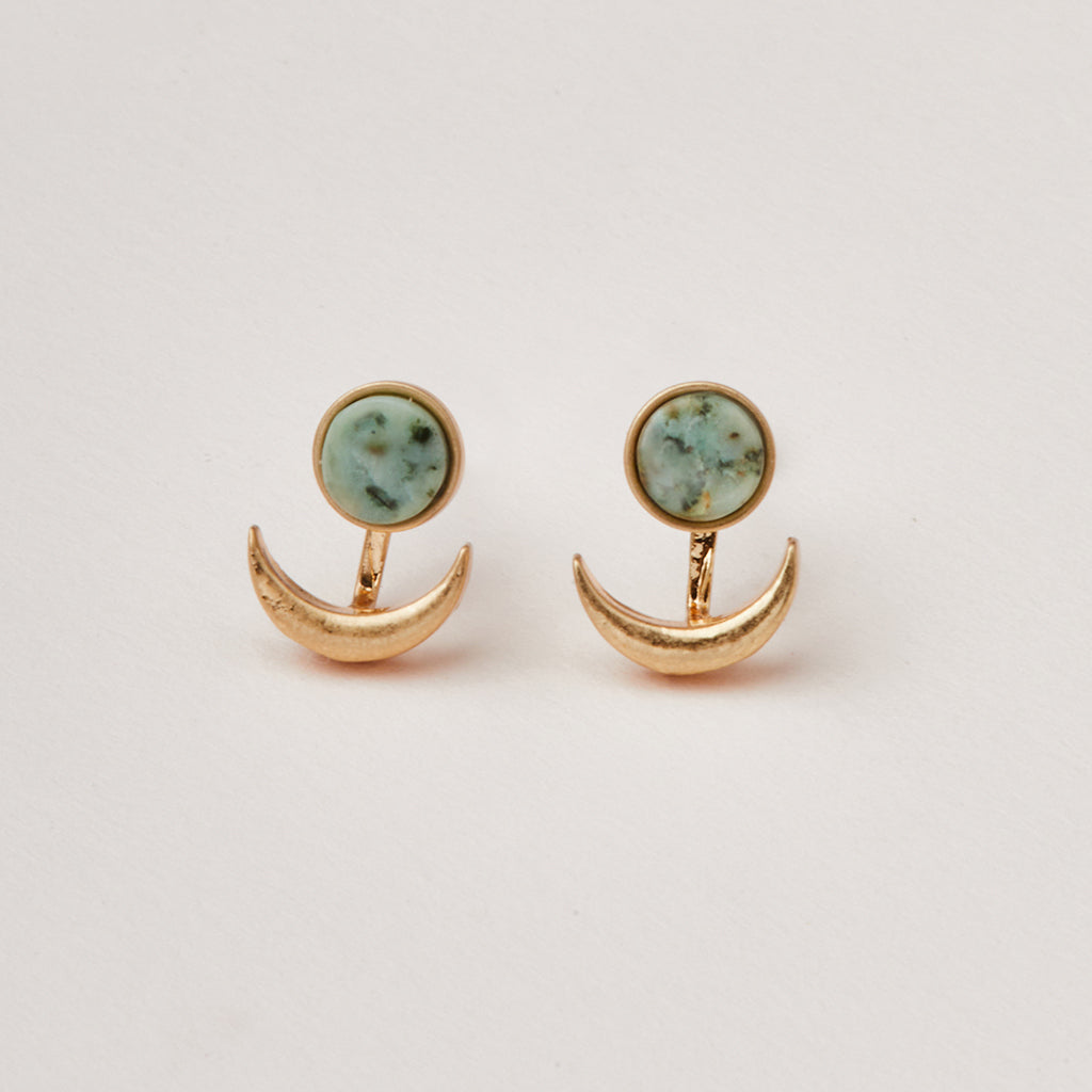 Stone Moon Phase Ear Jacket-African Turquoise