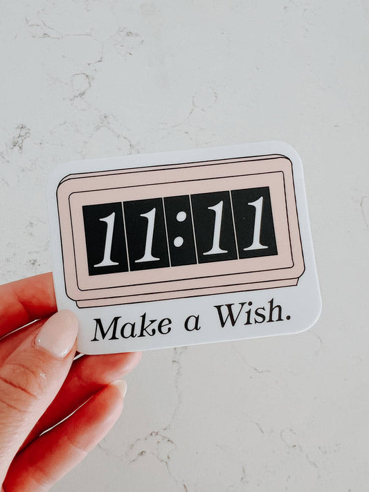 Retro Clock 11:11 "Make a Wish" Vinyl Sticker