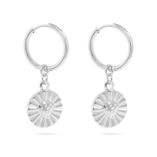 Sunburst Heart Charm Huggie Earrings