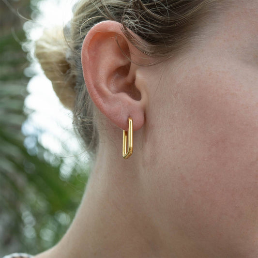 Rounded Rectangle Huggie Earring