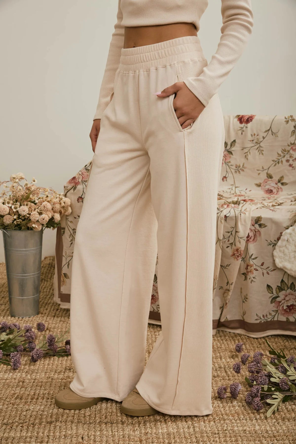 Easy Living Wide Leg Pants - Light Khaki