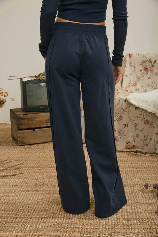 Easy Living Wide Leg Pants - Navy