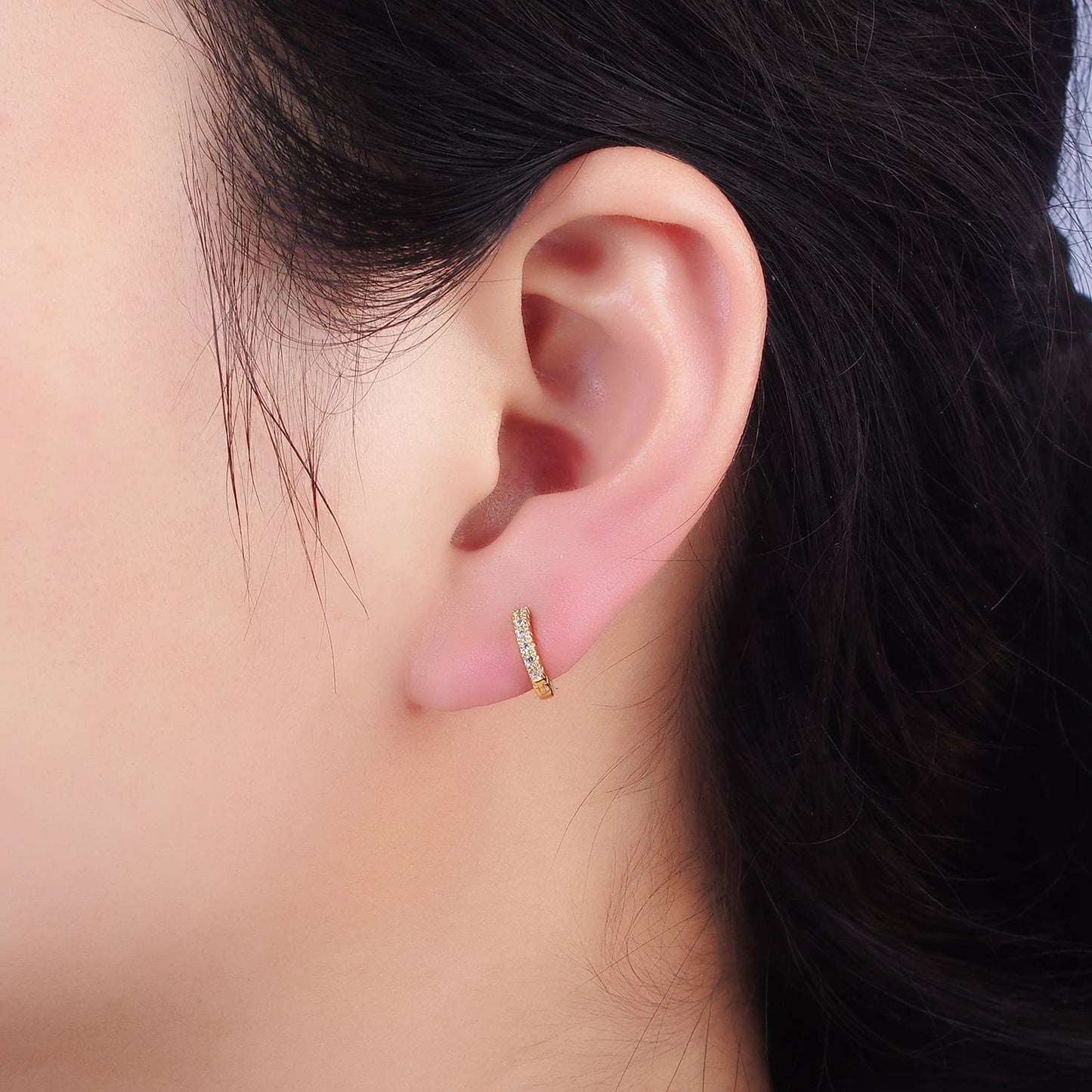 Micro Pave CZ Huggie Earrings 10mm