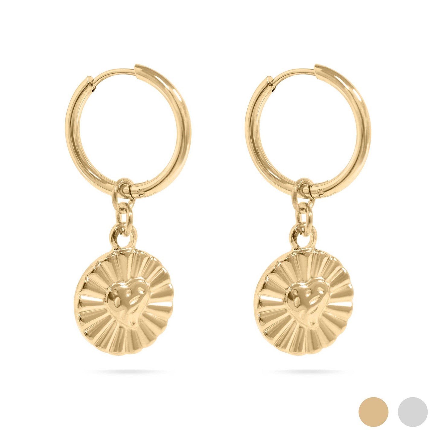 Sunburst Heart Charm Huggie Earrings