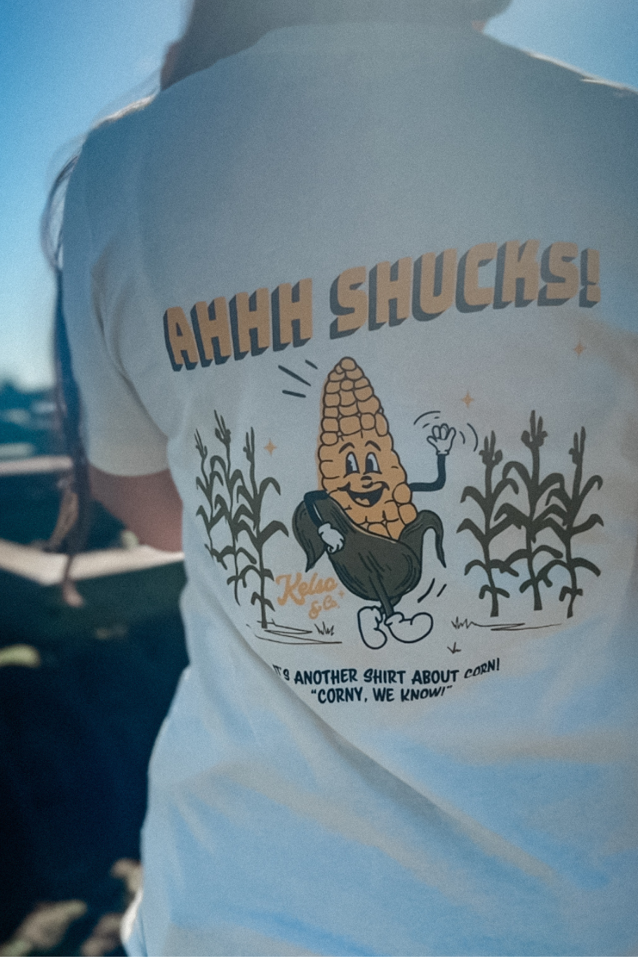 "Ahhh Shucks" Dancing Corn Graphic Tee