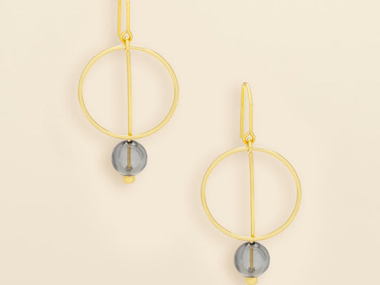 Refined Glass Drop Earrings - Smoke/Gold