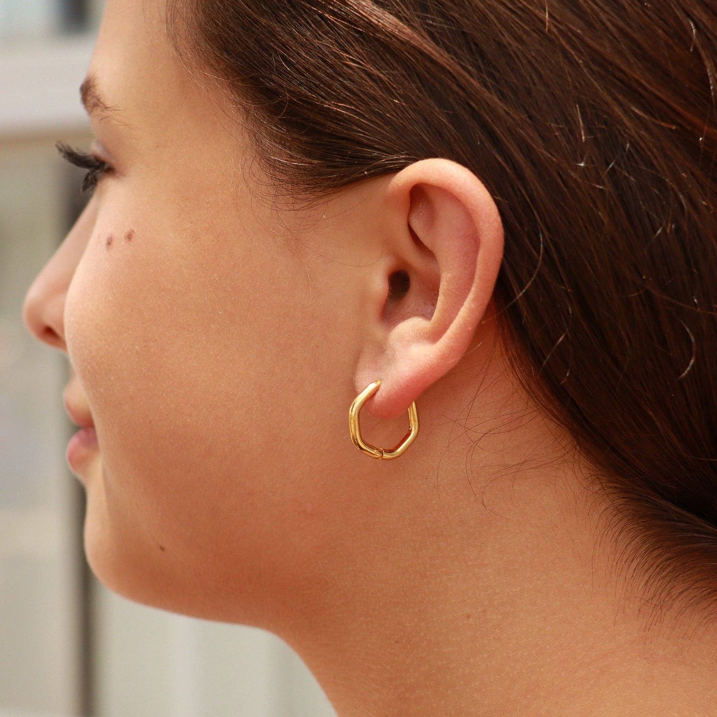 Rounded Geometric Hoop Earrings