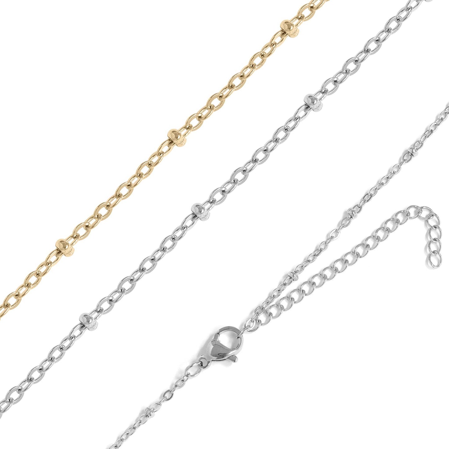 Stainless Steel Satellite Chain Necklace: 18+2"