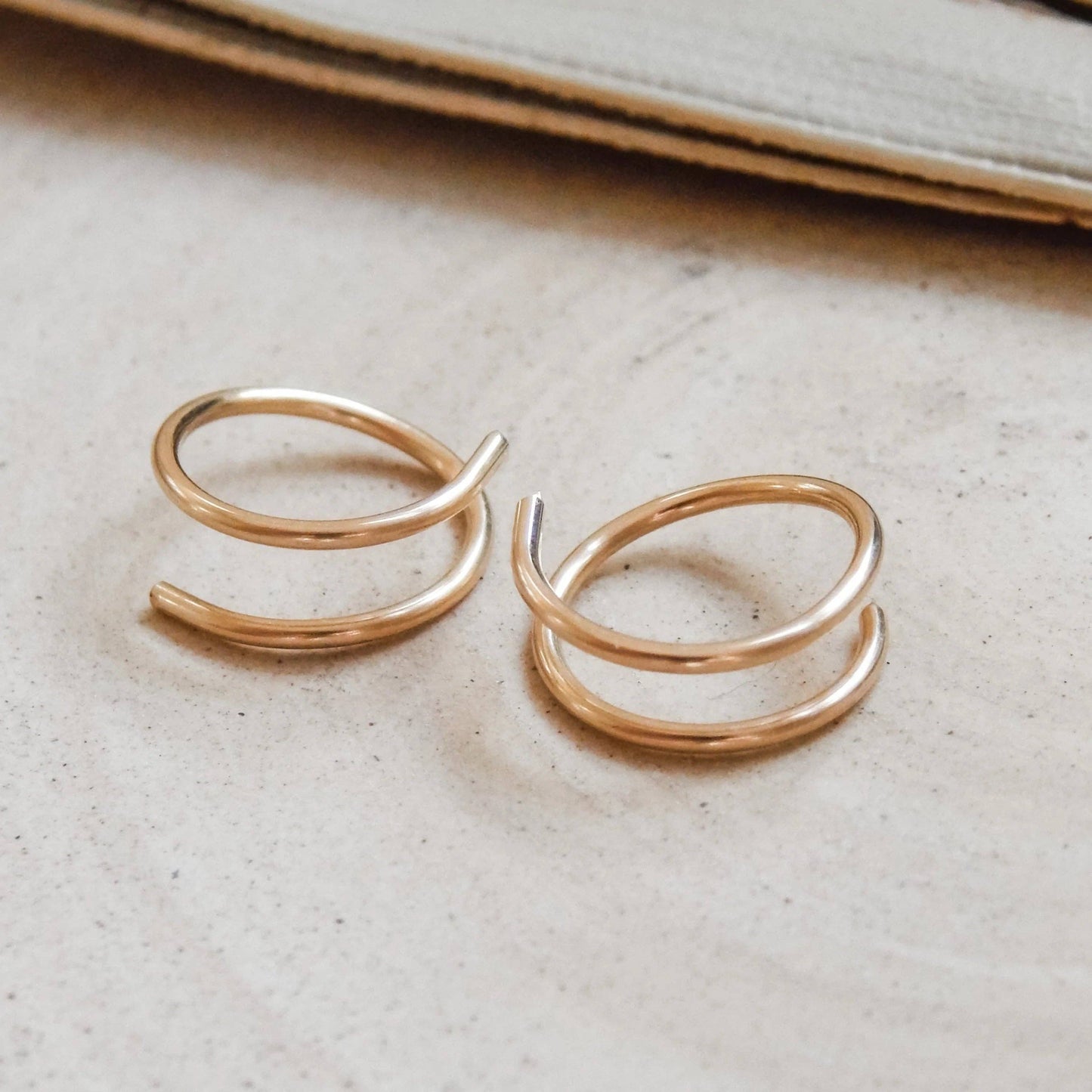 Twist-In Double Huggie Hoop Earrings - Hypoallergenic: Gold