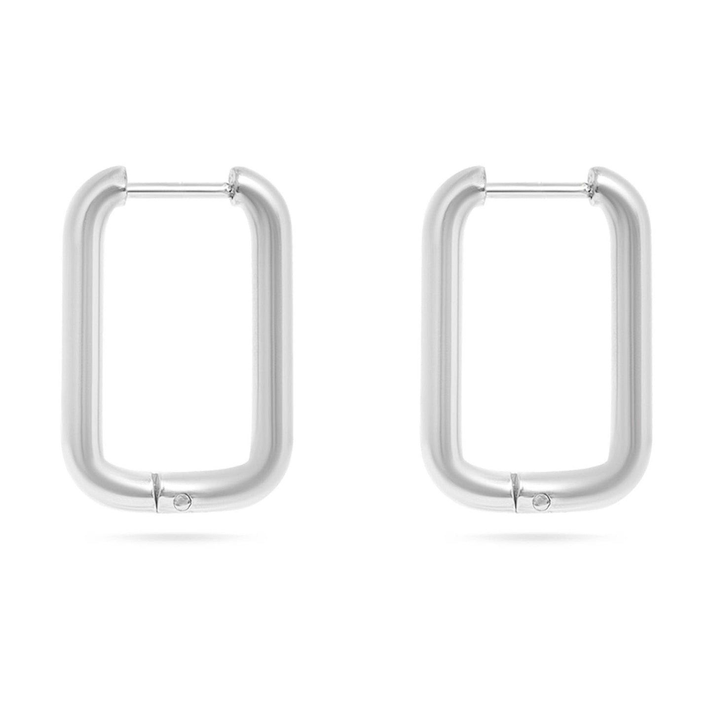 Rounded Rectangle Huggie Earring
