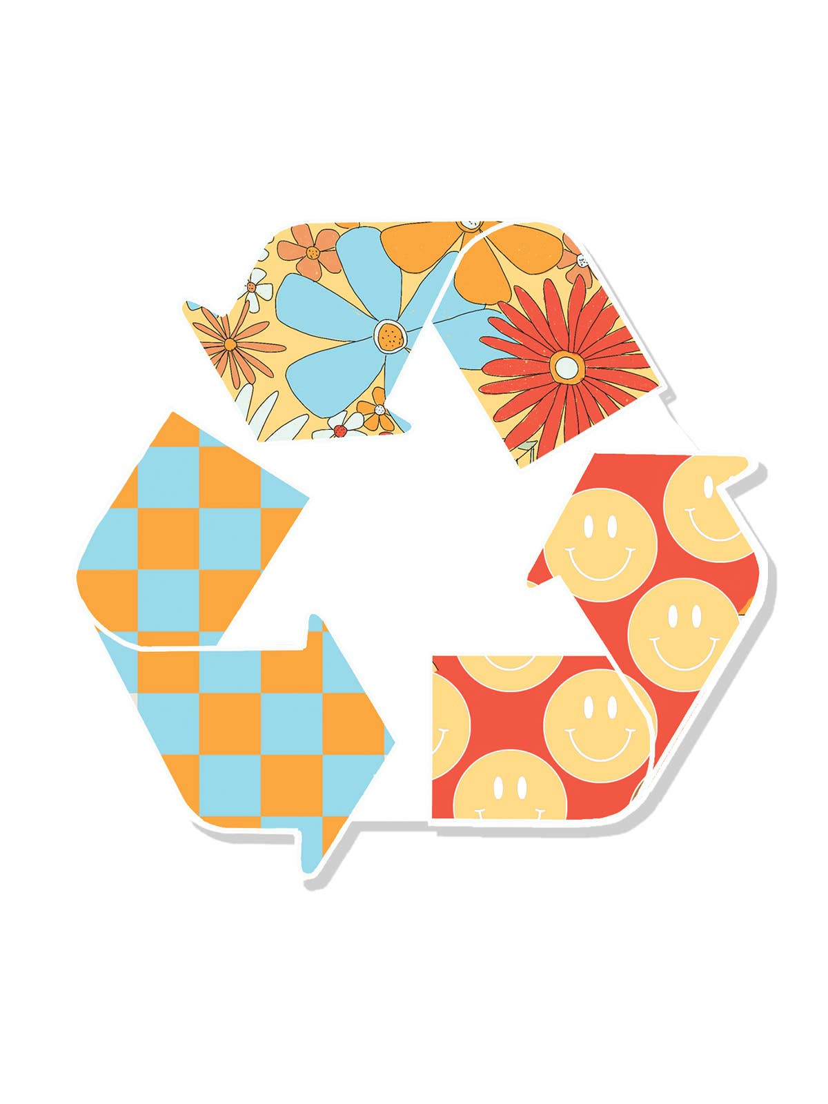 Retro Smiley Face Recycle Vinyl Sticker