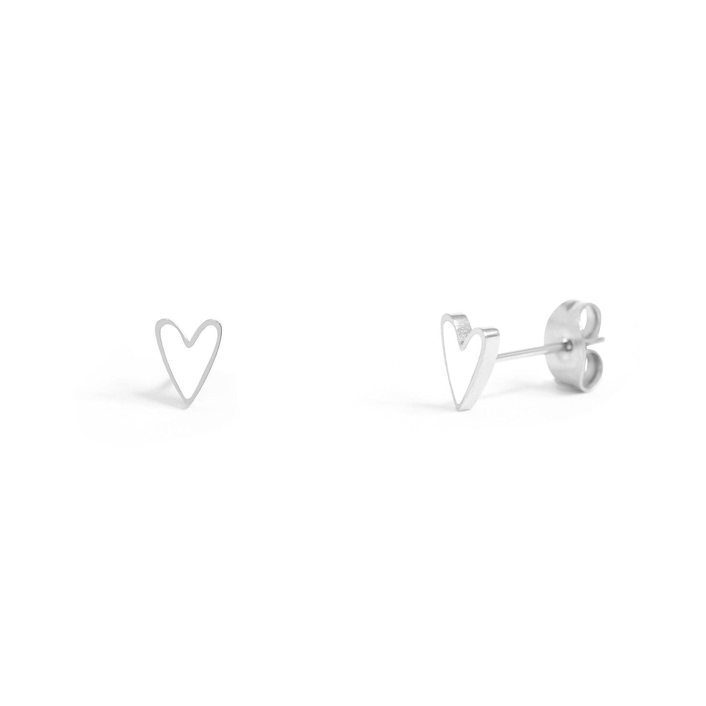 White Heart Earrings