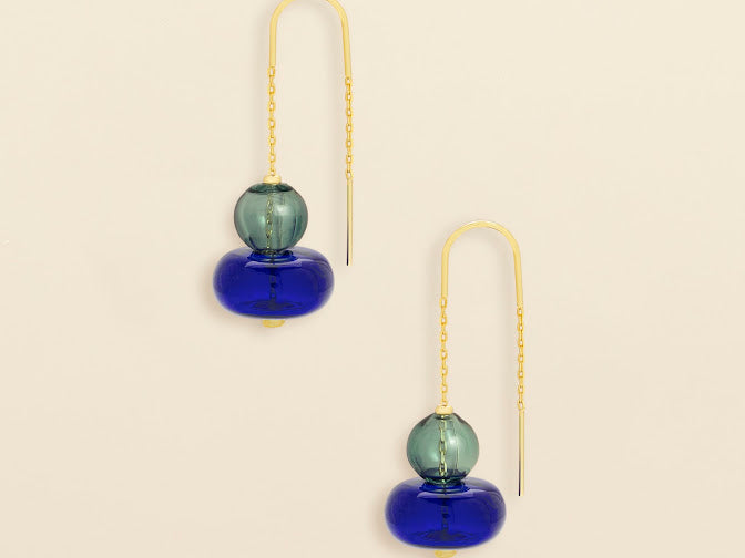 Refined Glass Stacked Threader - Teal/Blue/Gold