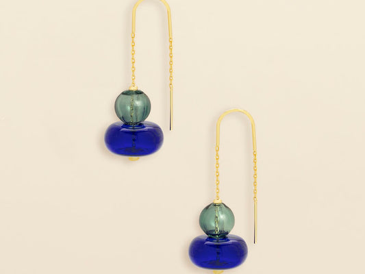 Refined Glass Stacked Threader - Teal/Blue/Gold