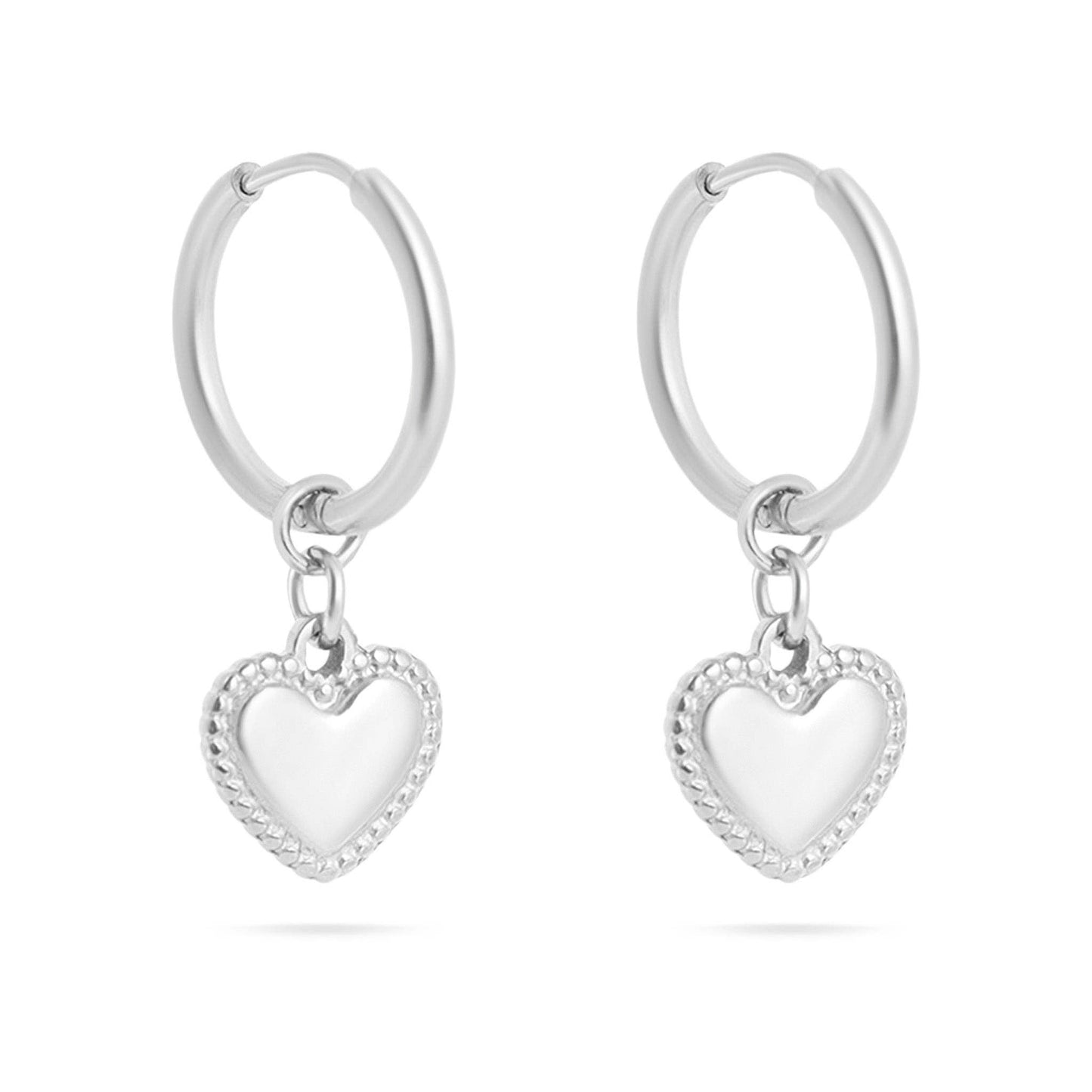 Heart Pendant Hoop Earrings