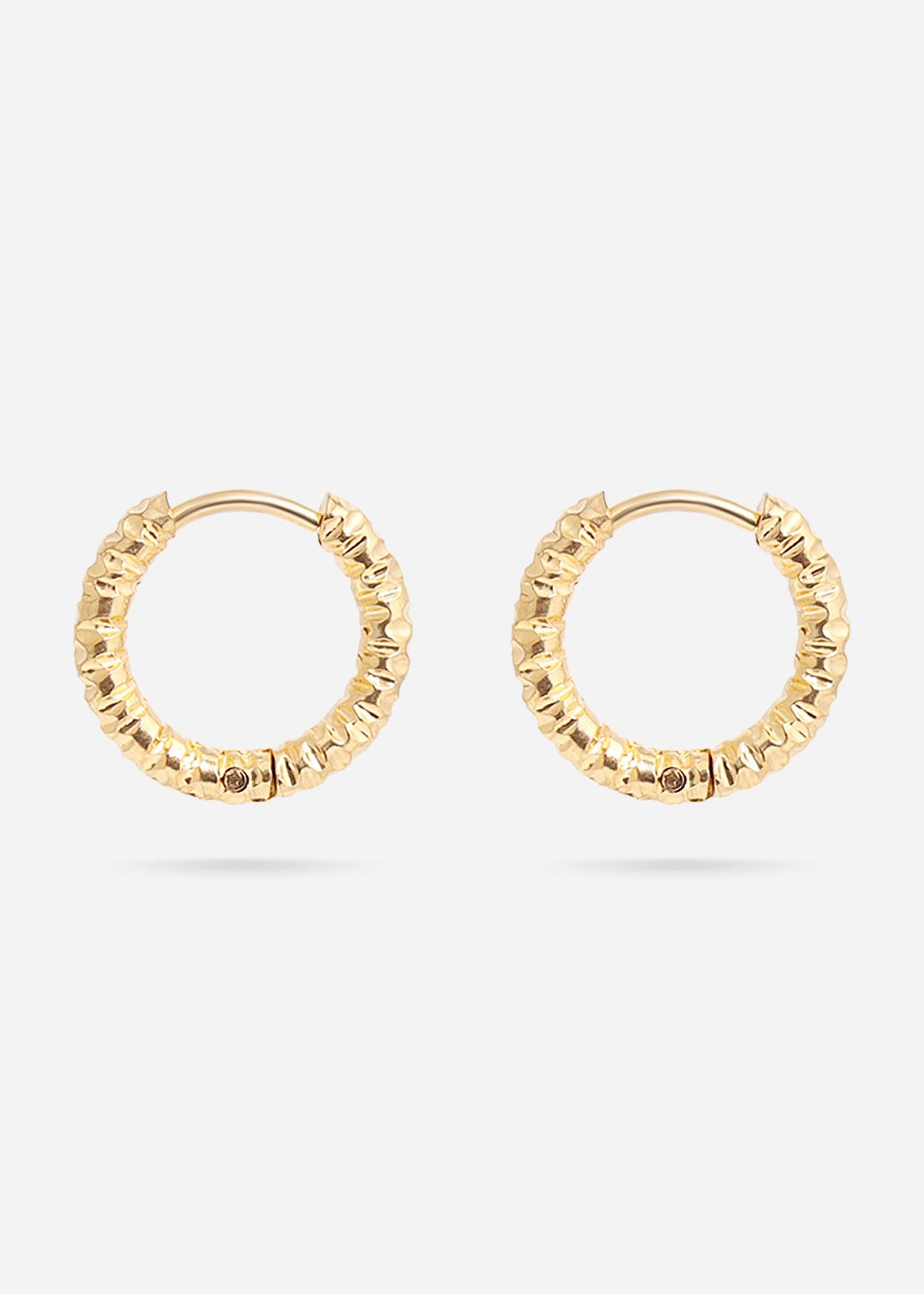 18K Gold PVD Stainless Steel Textured Huggie Hoop Earrings 17mm