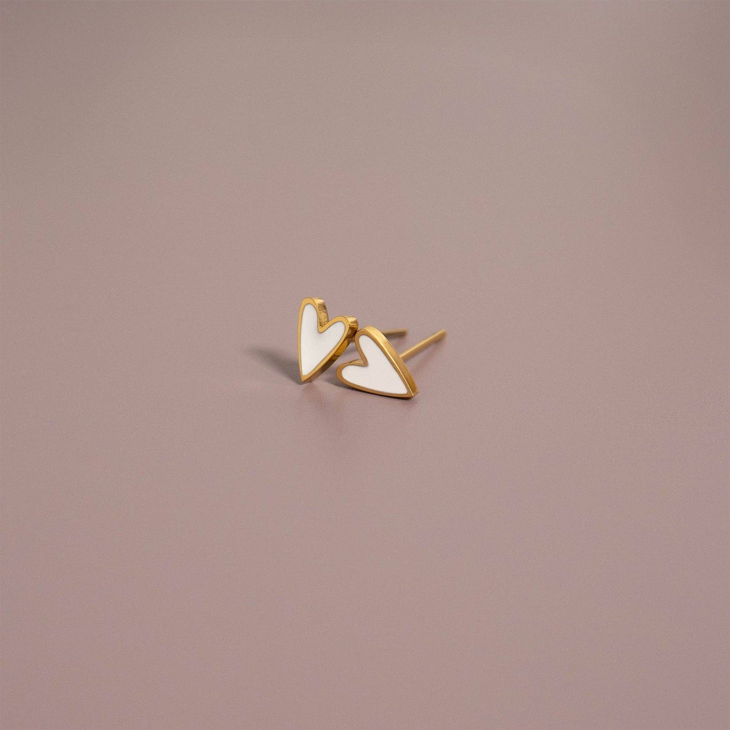 White Heart Earrings