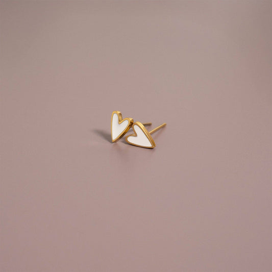 White Heart Earrings