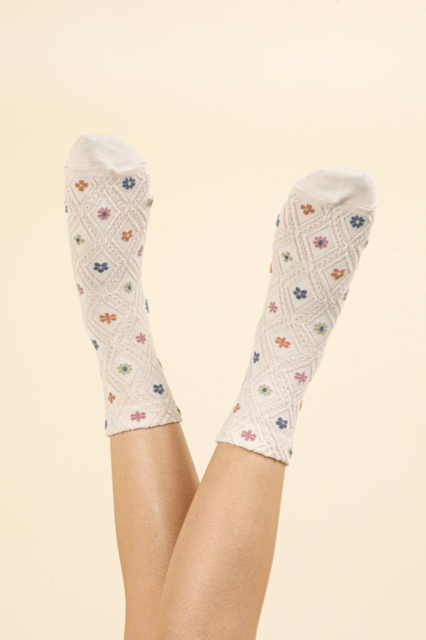 Floral Printed Crew Socks