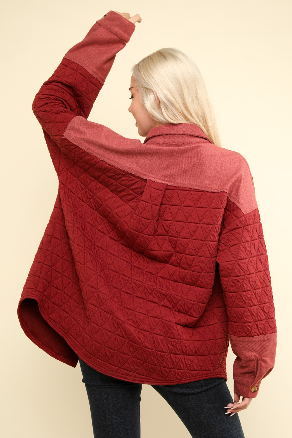 Oversized Quilted Cozy Jacket-Brick