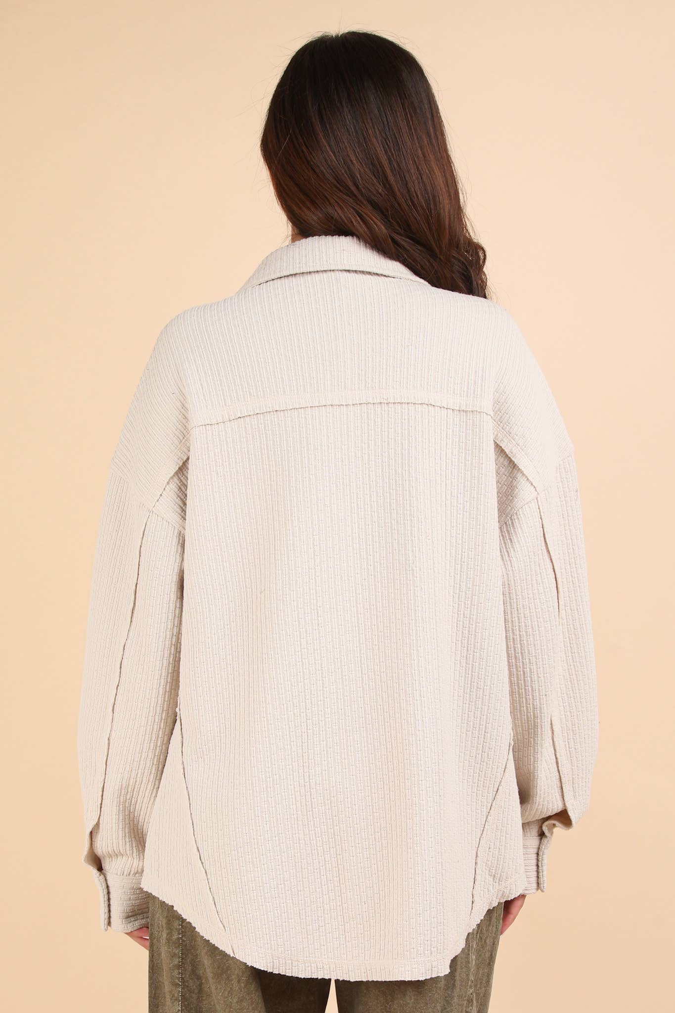 Oversized Casual Textured Knit Cozy Shacket