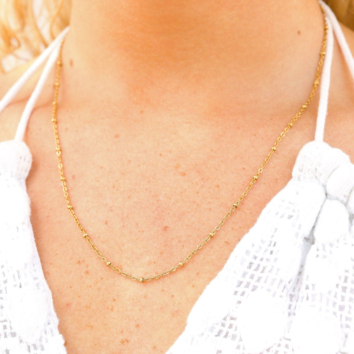 Stainless Steel Satellite Chain Necklace: 18+2"