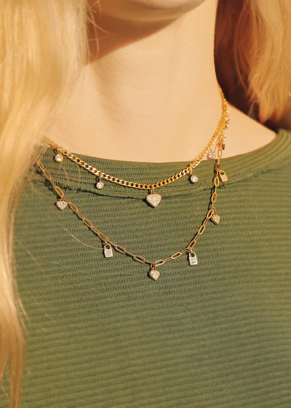 Heart & Lock Charm Necklace