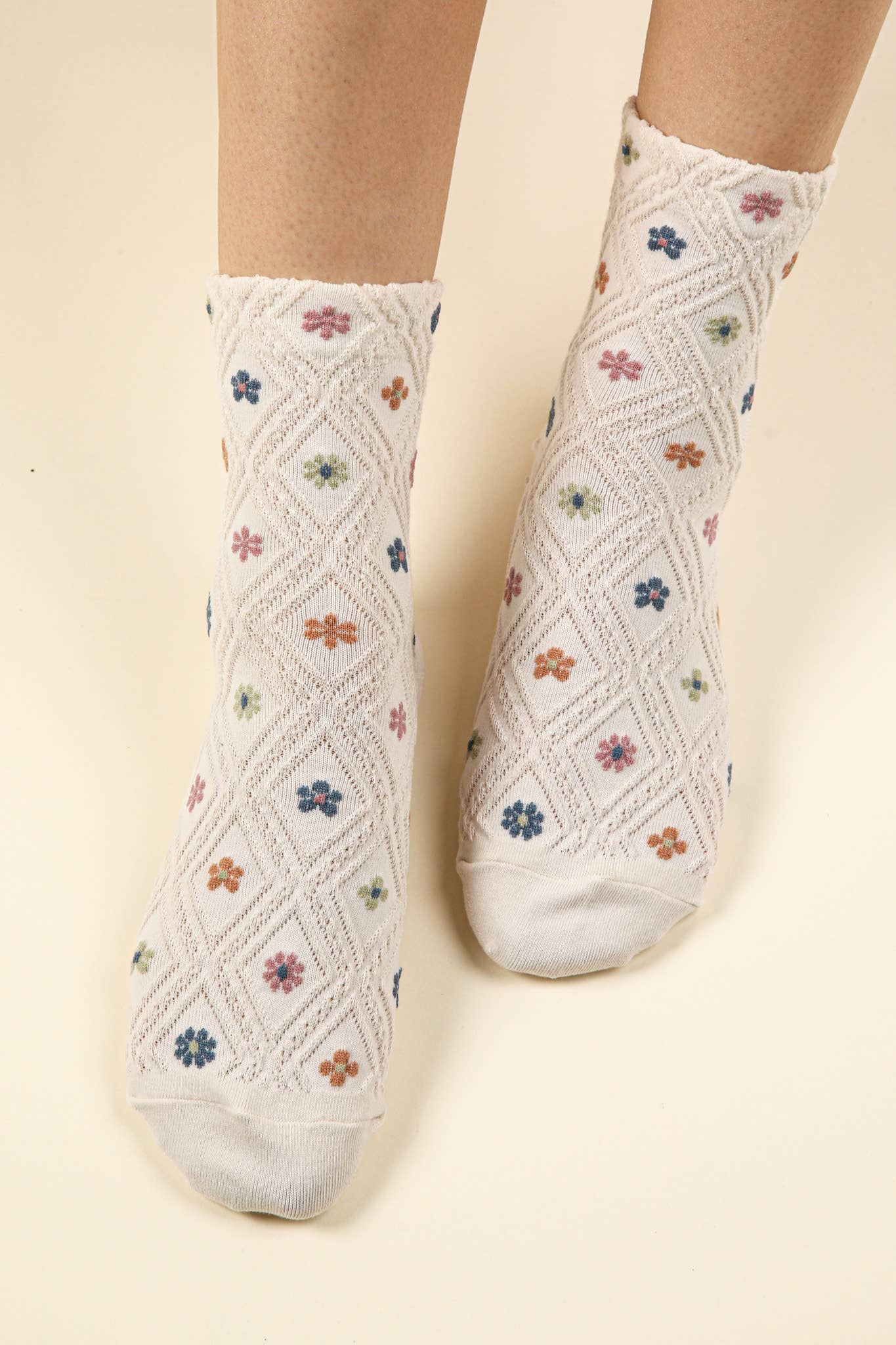 Floral Printed Crew Socks