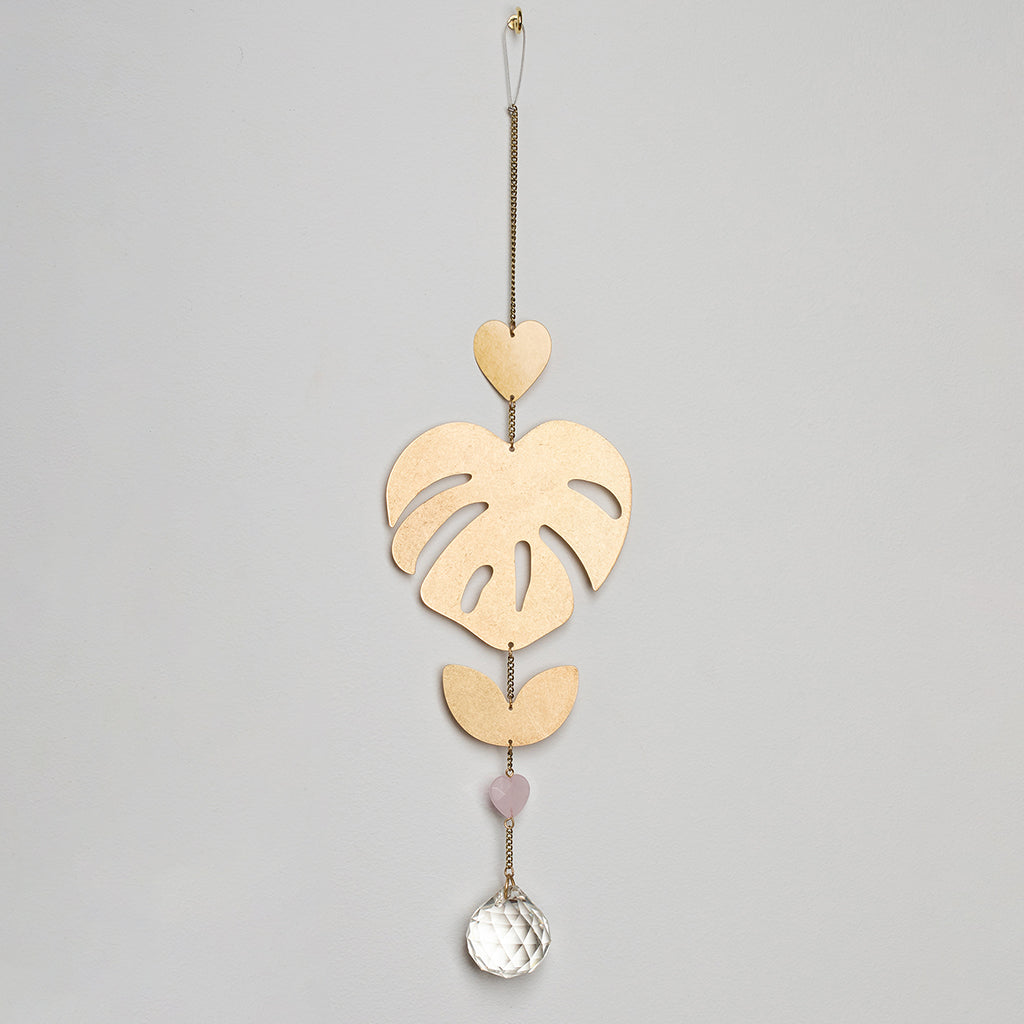 Suncatcher-Monstera Leaf/Rose Quartz