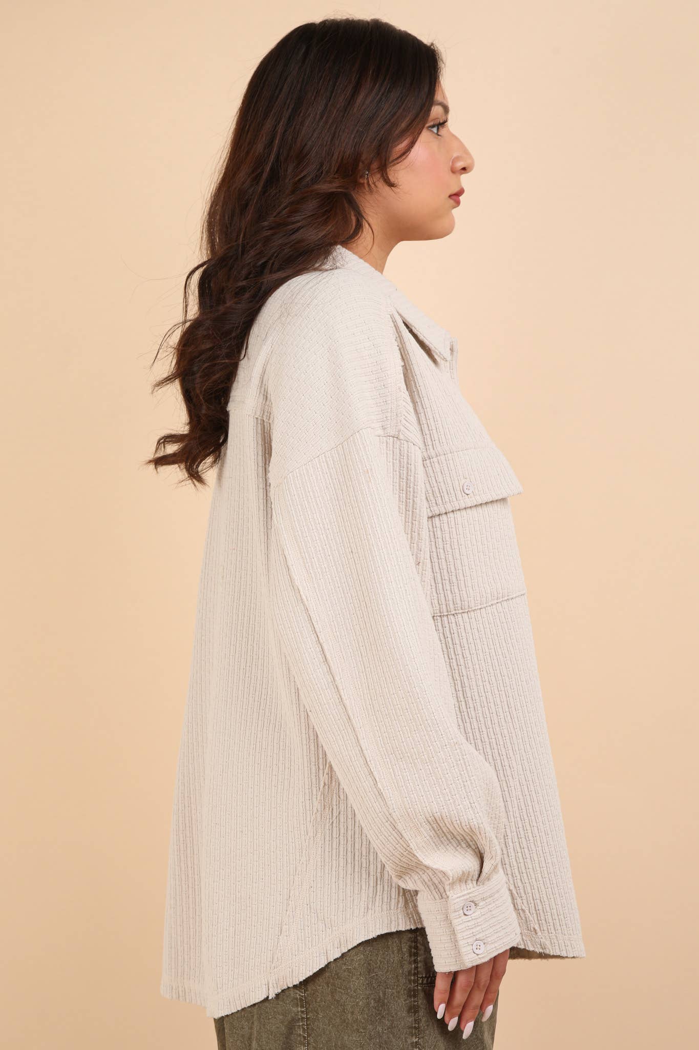 Oversized Casual Textured Knit Cozy Shacket