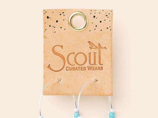 Stone Disc Hoop Earring - Turquoise/Silver