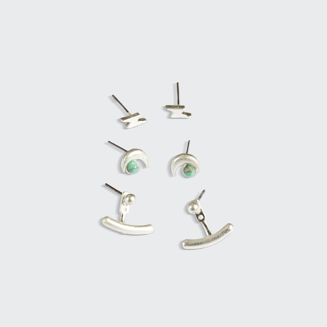 Stud Trio Ear Jacket - Moon