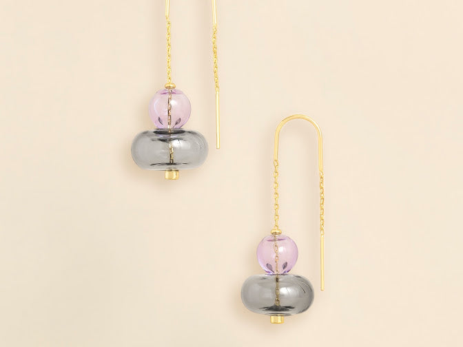 Refined Glass Stacked Threader - Lavender/Smoke/Gold