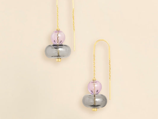 Refined Glass Stacked Threader - Lavender/Smoke/Gold