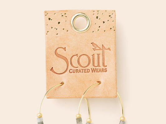 Stone Disc Hoop Earring - Labradorite/Gold