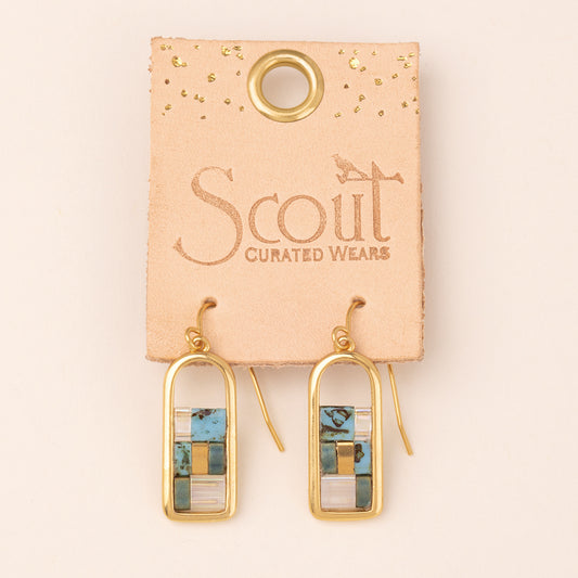 Good Karma Miyuki Frame Earring-Turquoise/Gold