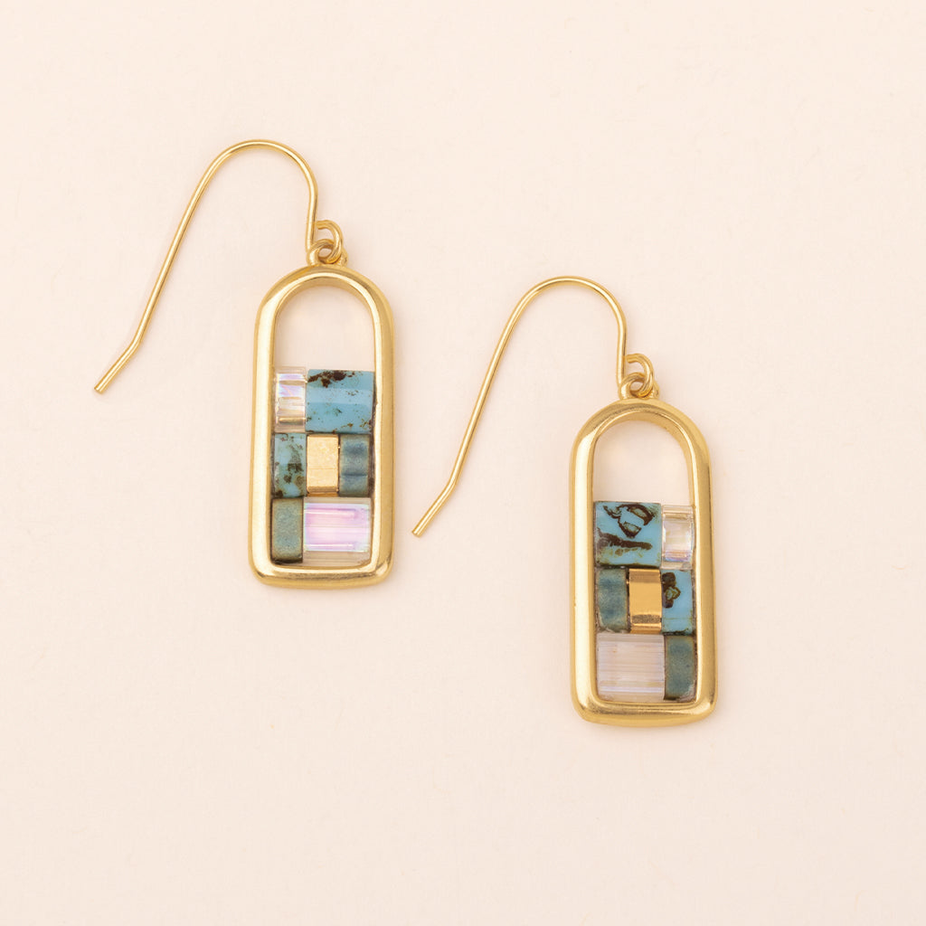 Good Karma Miyuki Frame Earring-Turquoise/Gold