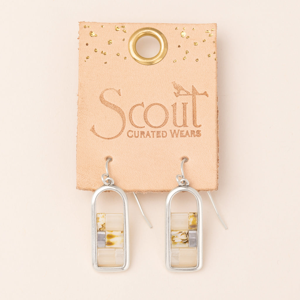 Good Karma Miyuki Frame Earring-Ivory/Silver