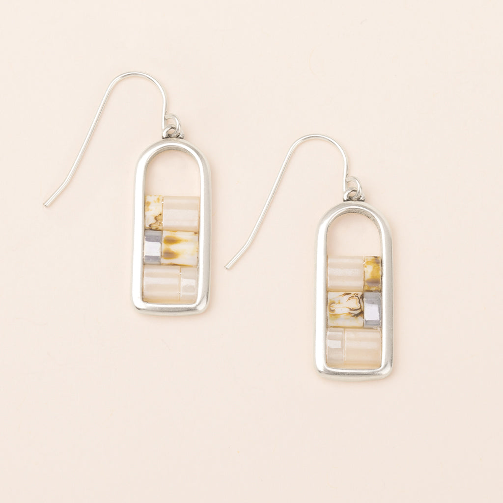 Good Karma Miyuki Frame Earring-Ivory/Silver