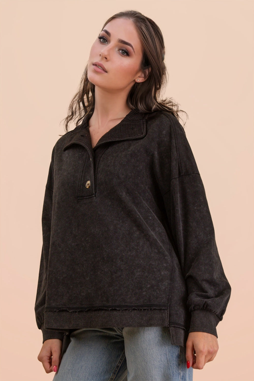 The Cozy Half Button Top