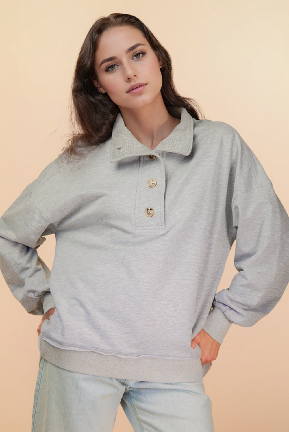 The Cozy Half Button Top