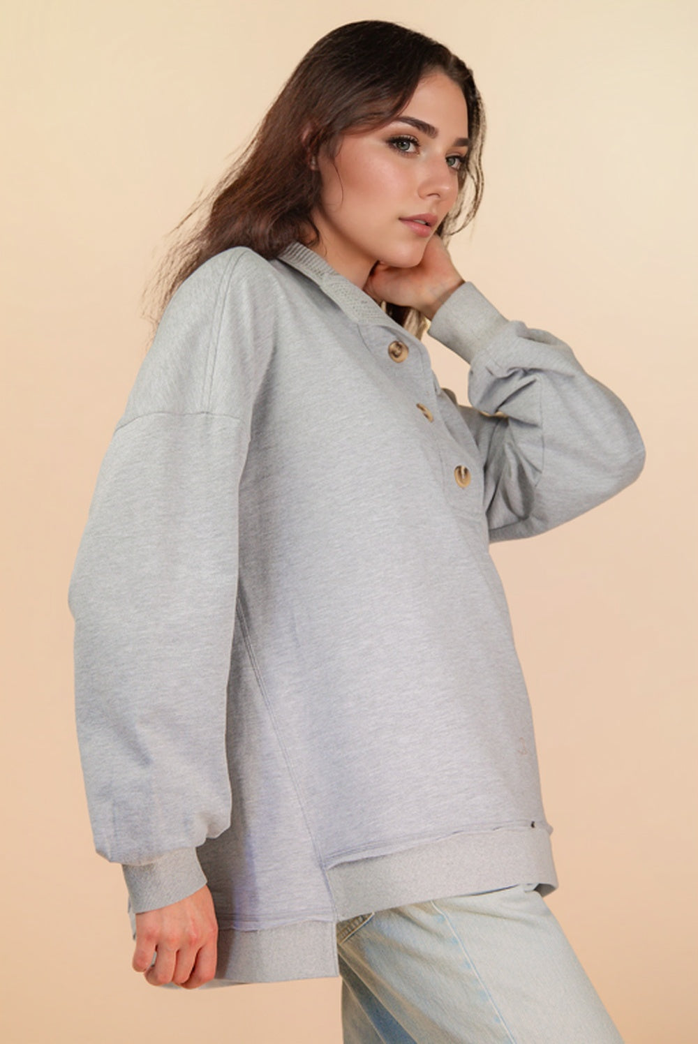 The Cozy Half Button Top