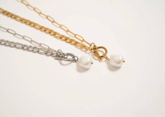 Toggle Clasp Freshwater Pearl Charm Necklace