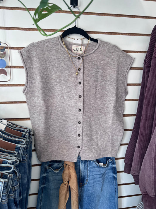 Raw Edge Cardigan-Taupe