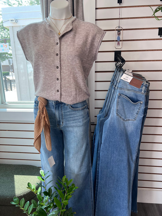 Raw Edge Cardigan-Taupe
