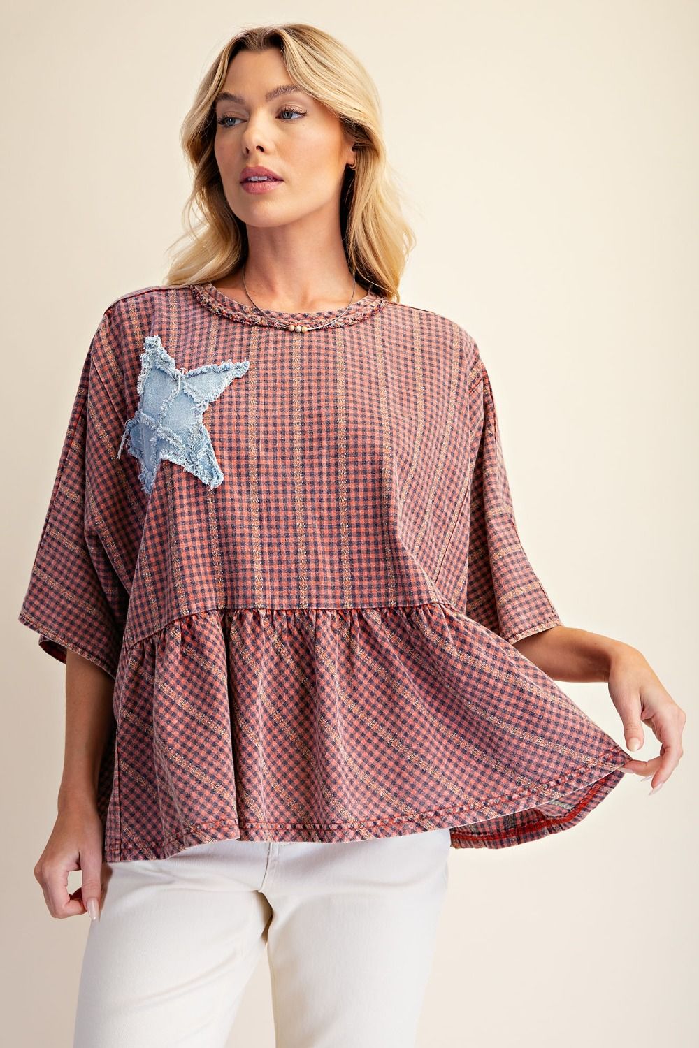 Desert Star Plaid Top