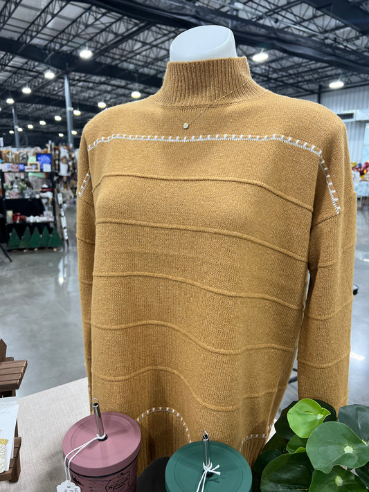 Mock Neck Sweater-Camel