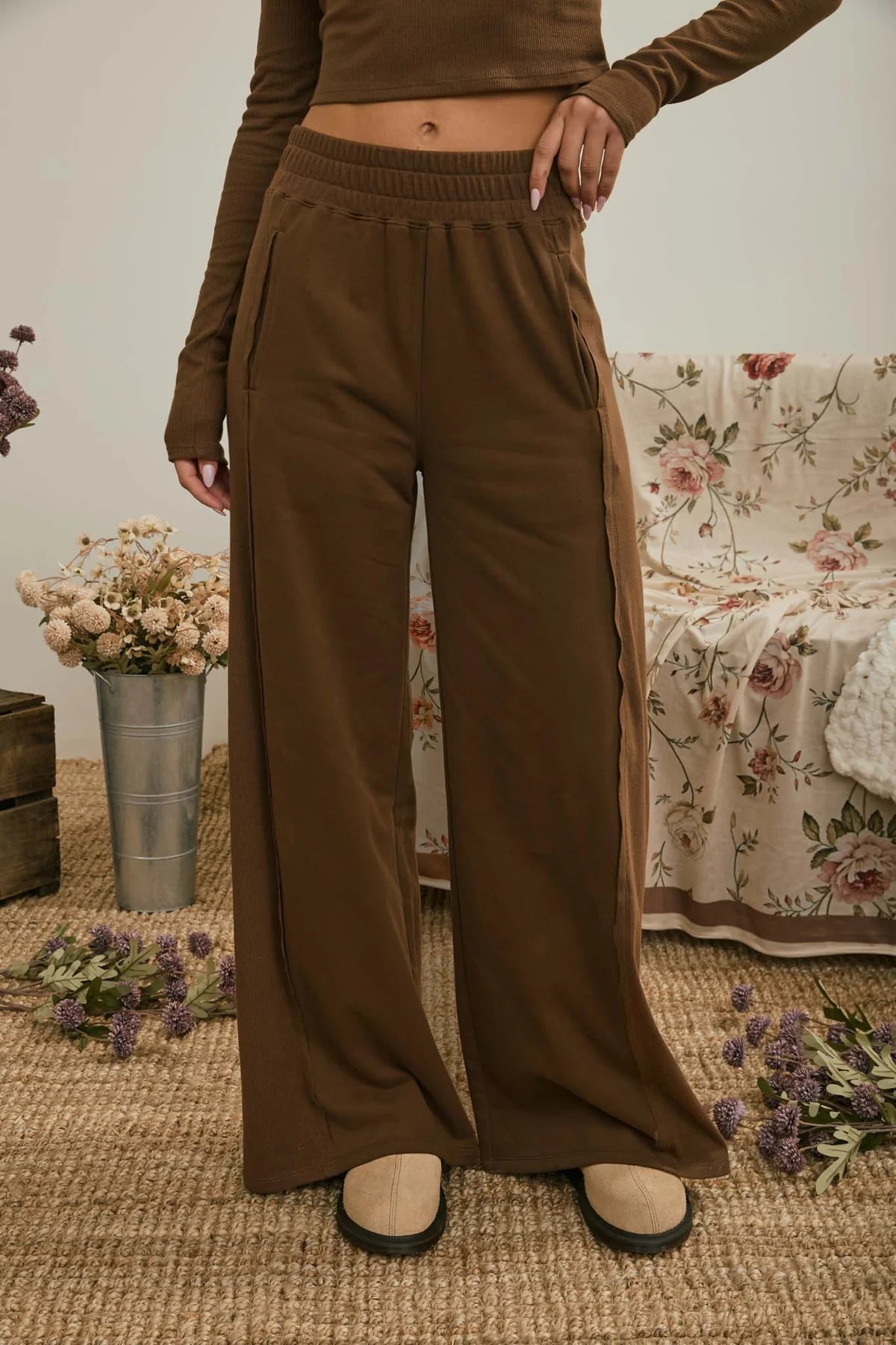 Easy Living Wide Leg Pants - Brown